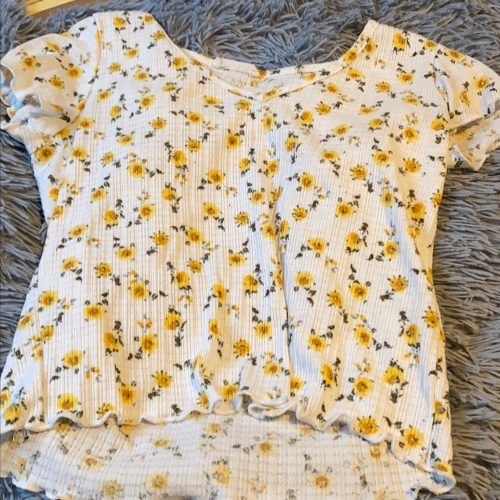 white croptop with flowers
